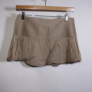 Y2K Michel Klein Euro Beige Lowrise Pleated Mini Skirt Size 40